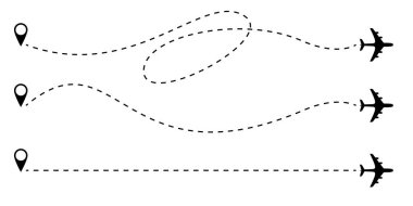 Uçak rotası noktalı çizgiler.