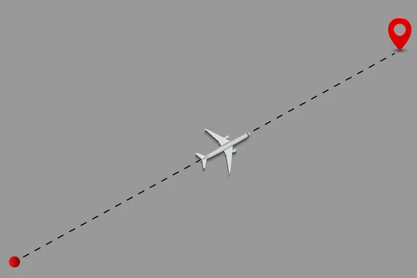 Vliegtuigroute stippellijnen. — Stockvector
