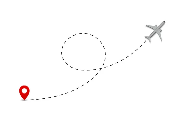 Vliegtuigroute stippellijnen. — Stockvector