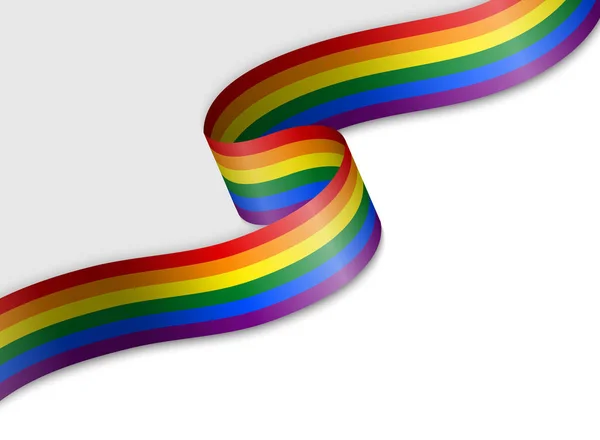 Waving ribbon or banner with flag of LGBT pride — Stock Vector