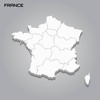 Bölgelerin sınırlarıyla 3d haritası