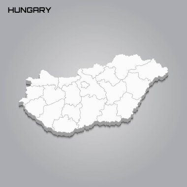 Bölgelerin sınırlarıyla 3d haritası