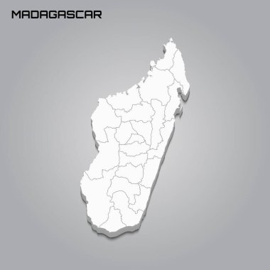 Bölgelerin sınırlarıyla 3d haritası