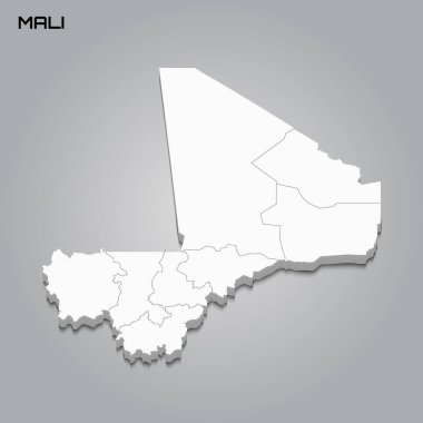 Bölgelerin sınırlarıyla 3d haritası