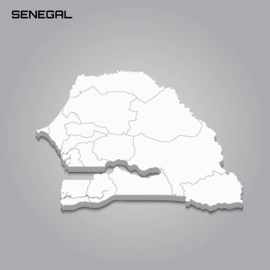 Bölgelerin sınırlarıyla 3d haritası