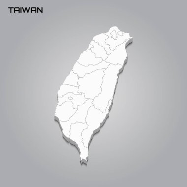 Bölgelerin sınırlarıyla 3d haritası