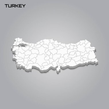 Bölgelerin sınırlarıyla 3d haritası