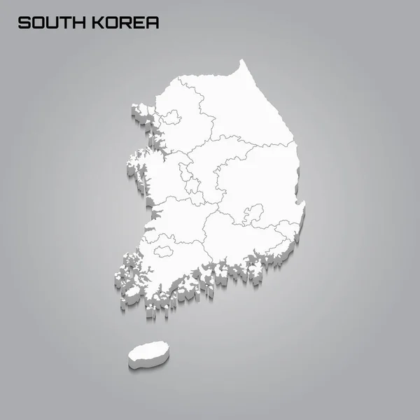 3D-Karte mit Grenzen der Regionen — Stockvektor