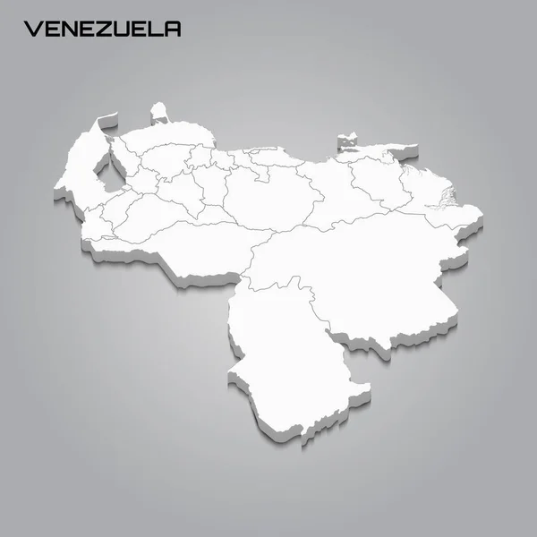 Mapa 3d con fronteras de regiones — Vector de stock