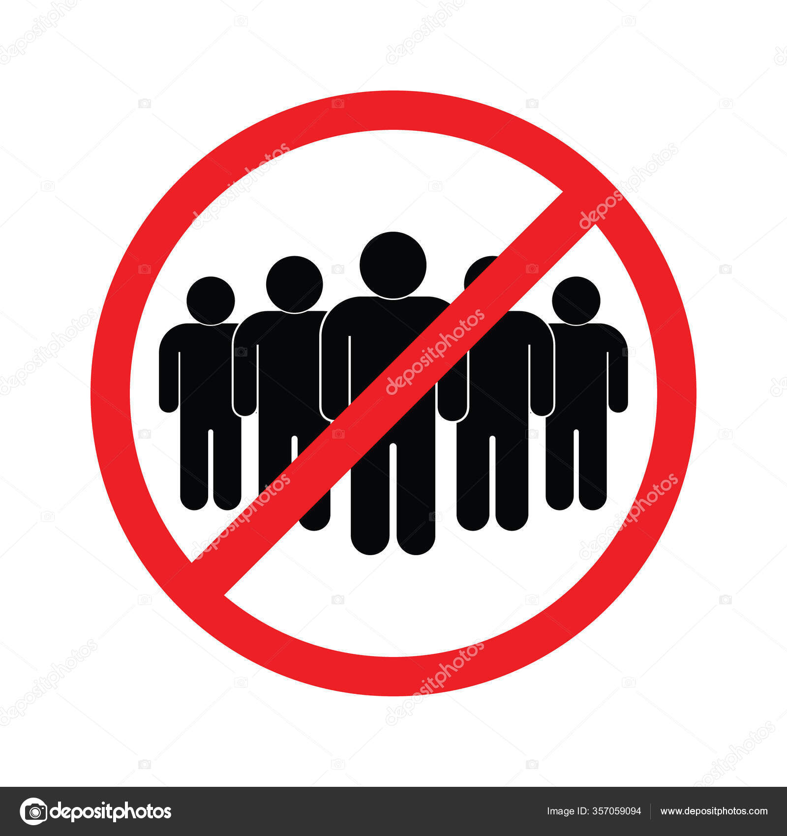 Crowd Social Distancing Sign Quarantine Stop Coronavirus Stock Vector