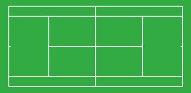 Tenis kortu. Üst görünüm doğru oranda