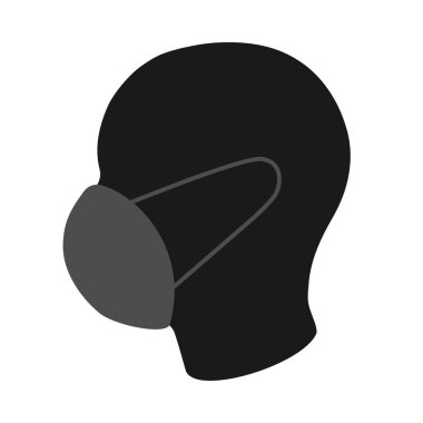 Tıbbi maske yüz ikonunda. Virüsü durdur işareti