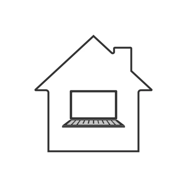 Icono Trabajo Remoto Oficina Casa — Vector de stock