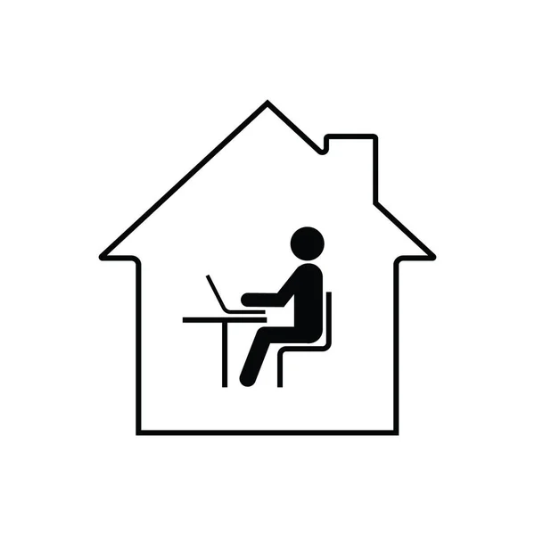 Icono Trabajo Remoto Línea Trabajo Desde Casa — Vector de stock