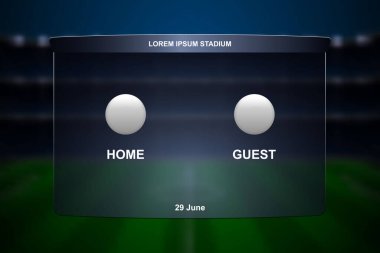 Futbol skorbord yayını. Grafik futbol şablonu