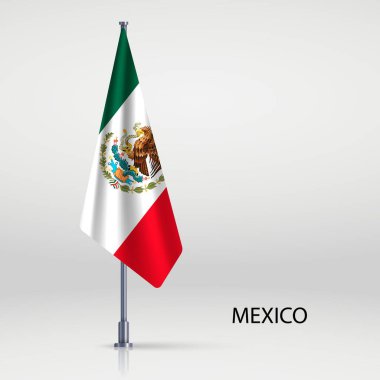 Mexico hanging flag on flagpole vector Mexico hanging flag on flagpole vector