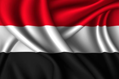 Yemen ulusal ipek bayrağı. Vektör kumaş dokusu