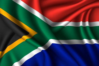 Güney Afrika ulusal ipek bayrağı. Vektör kumaş dokusu
