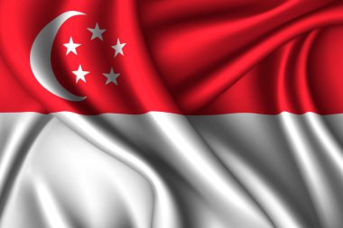 Singapur ulusal ipek bayrağı. Vektör kumaş dokusu