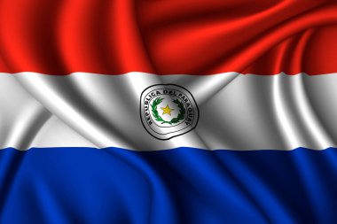 Paraguay ulusal ipek bayrağı. Vektör kumaş dokusu