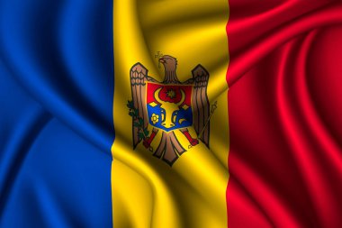 Moldova ulusal ipek bayrağı. Vektör kumaş dokusu