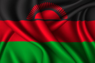 Malavi ulusal ipek bayrağı. Vektör kumaş dokusu