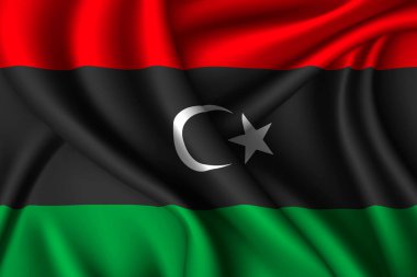 Libya ulusal ipek bayrağı. Vektör kumaş dokusu