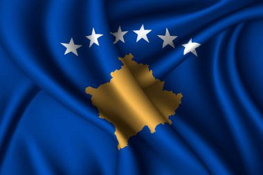 Kosova ulusal ipek bayrağı. Vektör kumaş dokusu