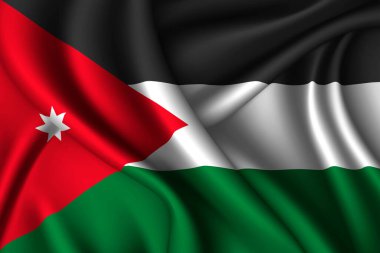 Ürdün ulusal ipek bayrağı. Vektör kumaş dokusu