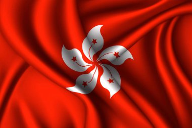 Hong Kong ulusal ipek bayrağı. Vektör kumaş dokusu