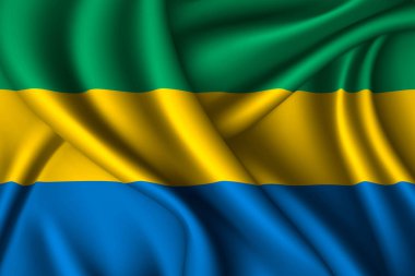 Gabon ulusal ipek bayrağı. Vektör kumaş dokusu
