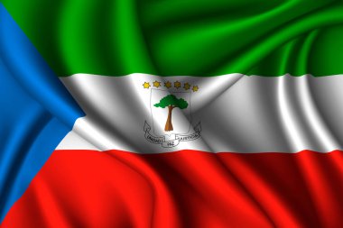 Ekvator Gine Ulusal İpek Bayrağı. Vektör kumaş dokusu