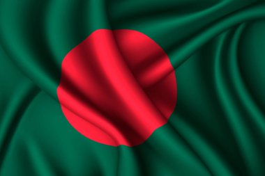 Bangladeş ulusal ipek bayrağı. Vektör kumaş dokusu