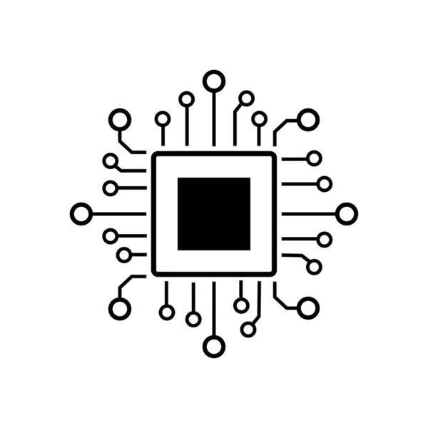 デジタルプロセッサチップベクトルアイコン 技術標識 — ストックベクタ