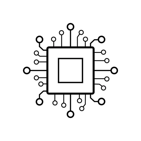 デジタルプロセッサチップベクトルアイコン 技術標識 — ストックベクタ