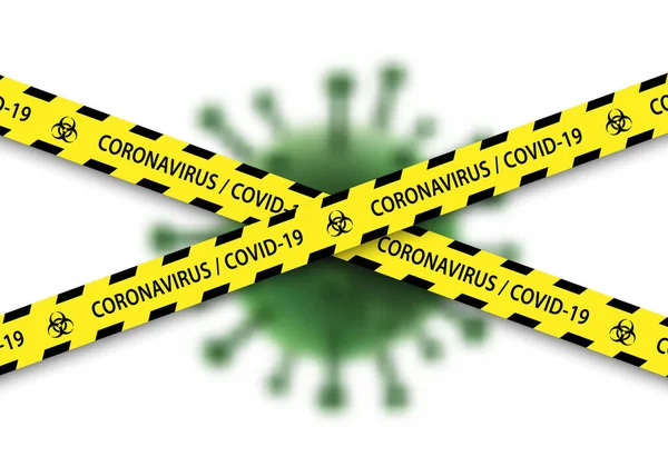 Caution Biohazard Black Yellow Striped Borders Virus Stop Coronavirus Warning — Stock Vector