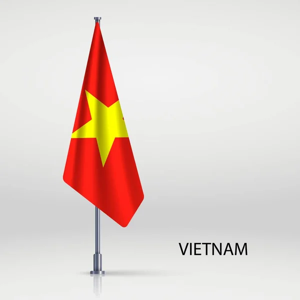 Vietnam Bandera Colgante Asta Bandera — Vector de stock