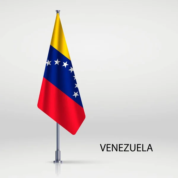 Venezuela Hanging Flag Flagpole — Stock Vector