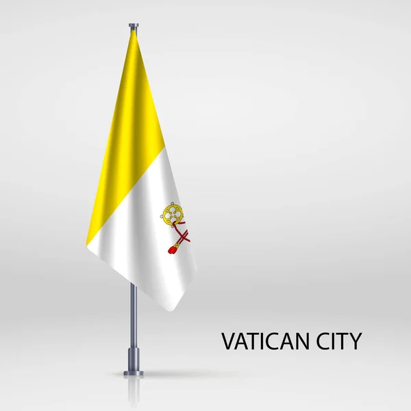 Vatican City Hanging Flag Flagpole — Stock Vector