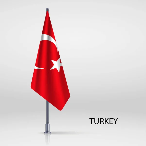 Tyrkiet Hængende Flag Flagstang – Stock-vektor