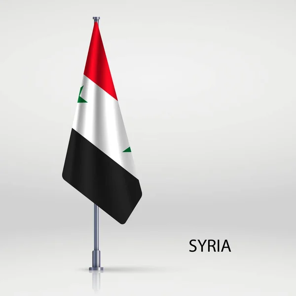 Syrien Hängande Flagga Flaggstången — Stock vektor