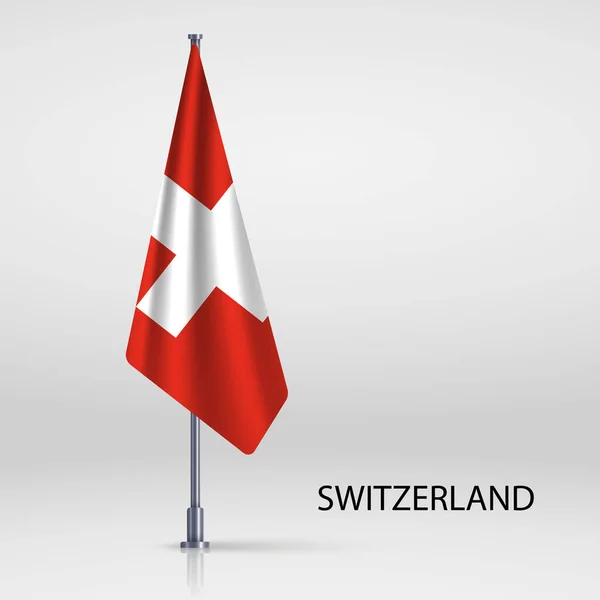 Schweiz Hängt Flagge Fahnenmast — Stockvektor