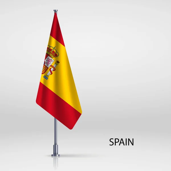 Bandera España Colgando Asta Bandera — Archivo Imágenes Vectoriales
