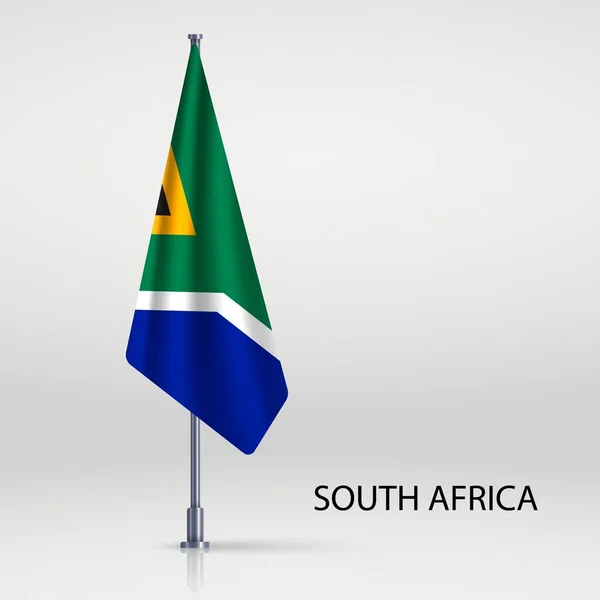 Bandera Colgante Sudáfrica Asta Bandera — Vector de stock