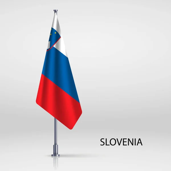 Eslovenia Bandera Colgante Asta Bandera — Vector de stock