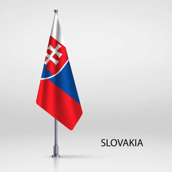 Eslovaquia Bandera Colgante Asta Bandera — Vector de stock