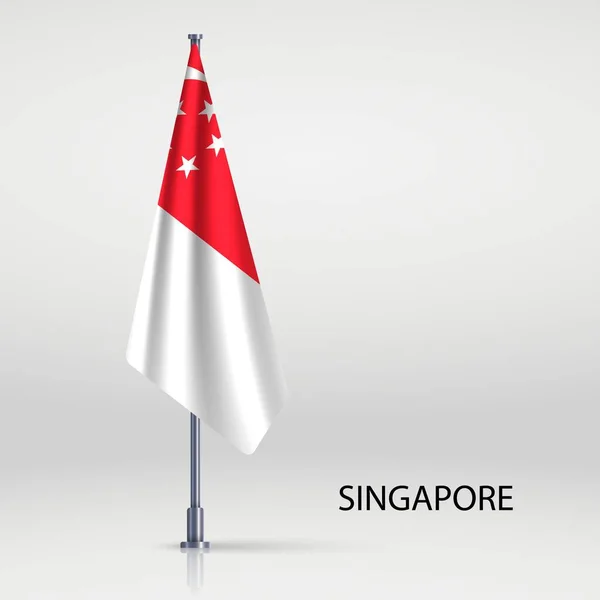 Bandera Colgante Singapur Asta Bandera — Vector de stock