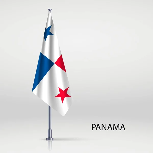 Panama Hängt Flagge Fahnenmast — Stockvektor