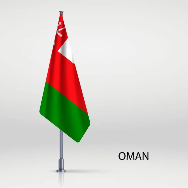 Oman Appeso Bandiera Sul Pennone — Vettoriale Stock