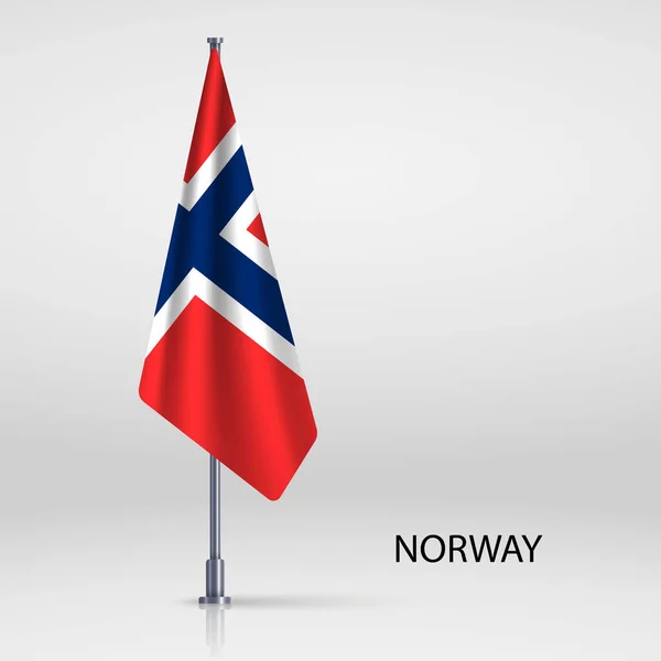 挪威把国旗挂在旗杆上 — 图库矢量图片